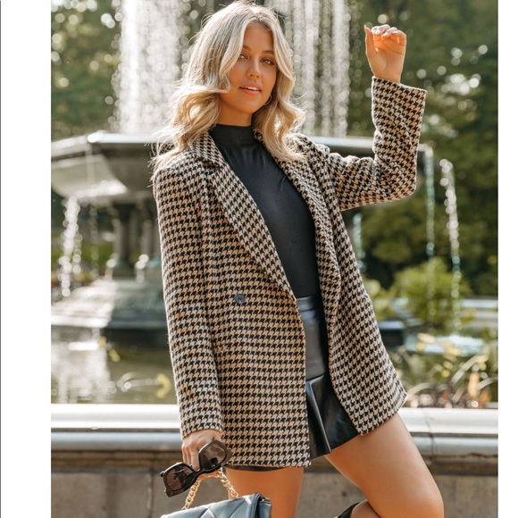 TAXI POCKETED HOUNDSTOOTH PEACOAT - Picture 2 of 7